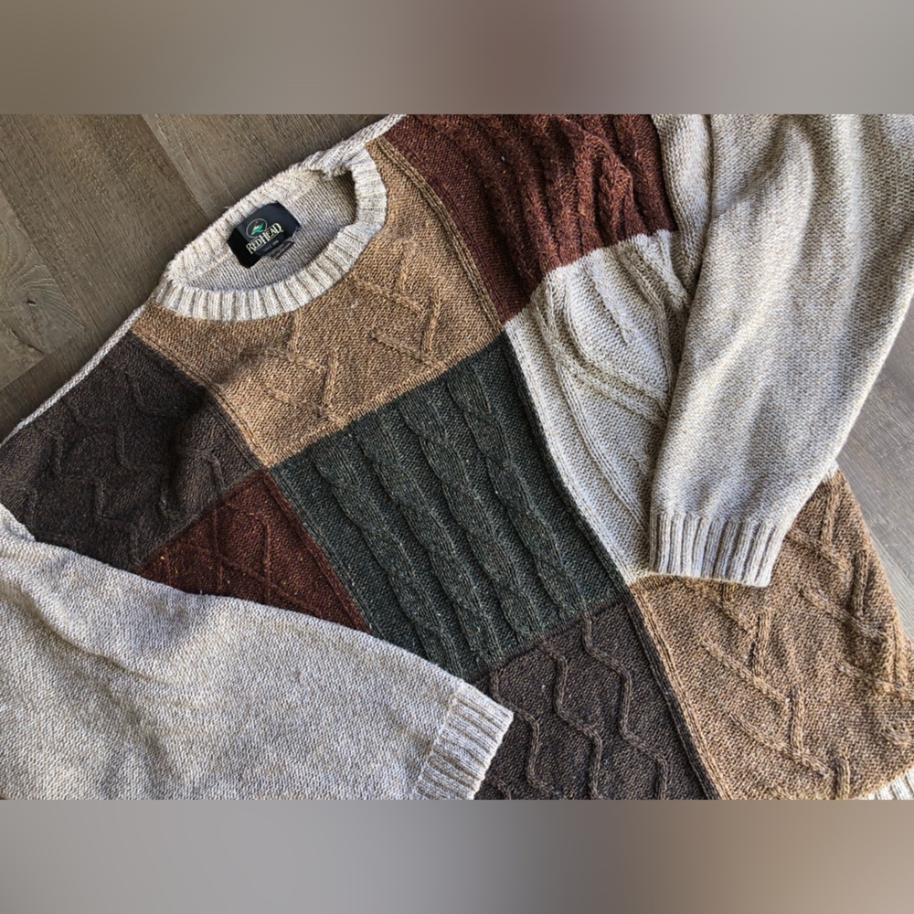 Men’s RedHead textured knit crew neck sweater large hunter lodge cabin vibes